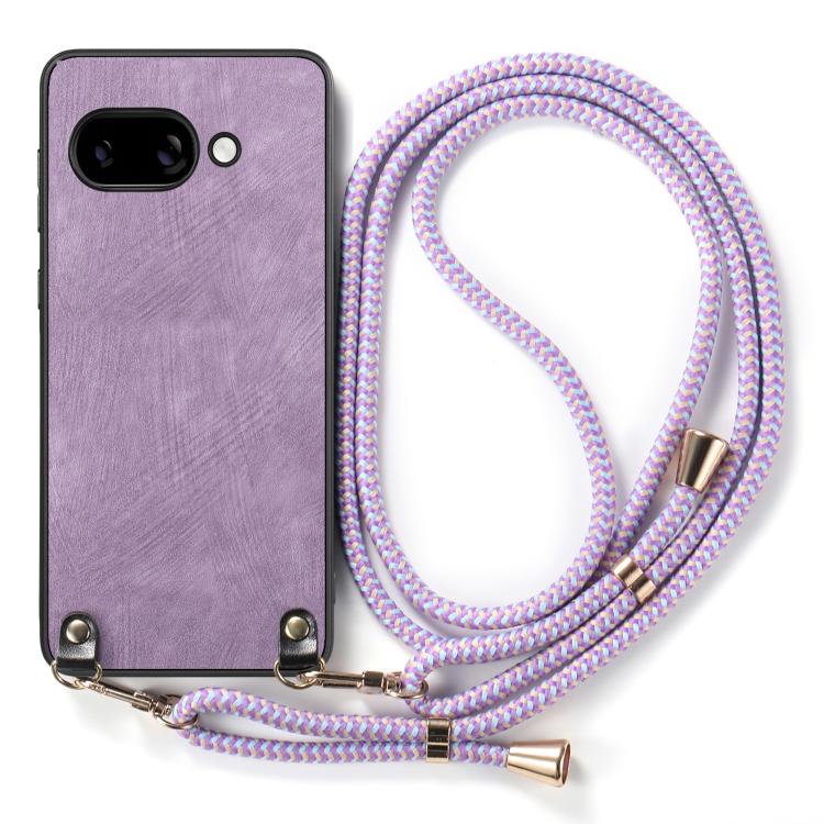 For Google Pixel 9a Vintage Leather PC Back Cover Phone Case with Crossbody Strap