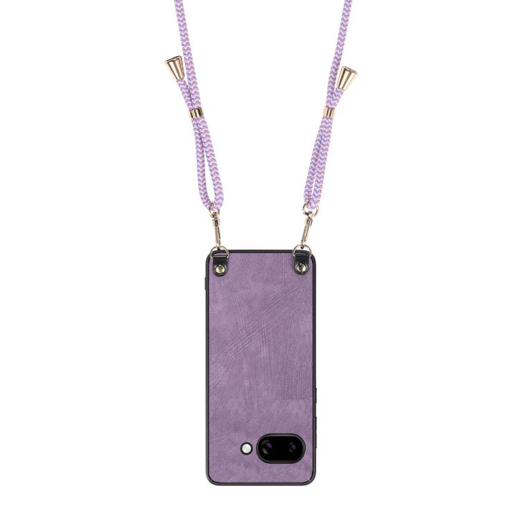 For Google Pixel 9a Vintage Leather PC Back Cover Phone Case with Crossbody Strap