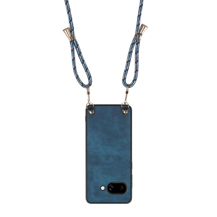For Google Pixel 9a Vintage Leather PC Back Cover Phone Case with Crossbody Strap