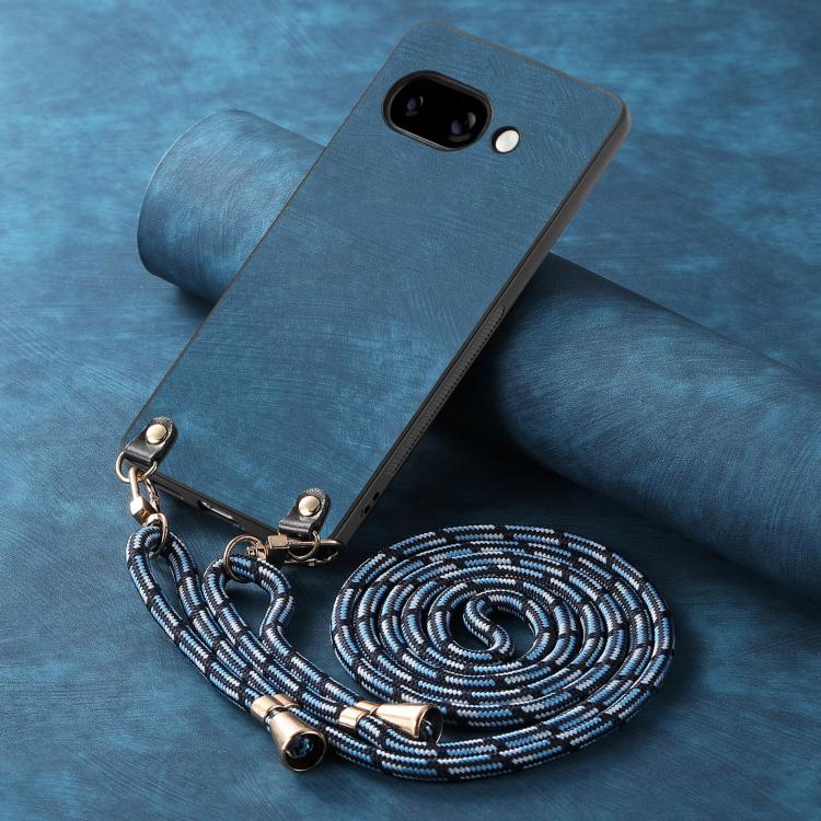 For Google Pixel 9a Vintage Leather PC Back Cover Phone Case with Crossbody Strap