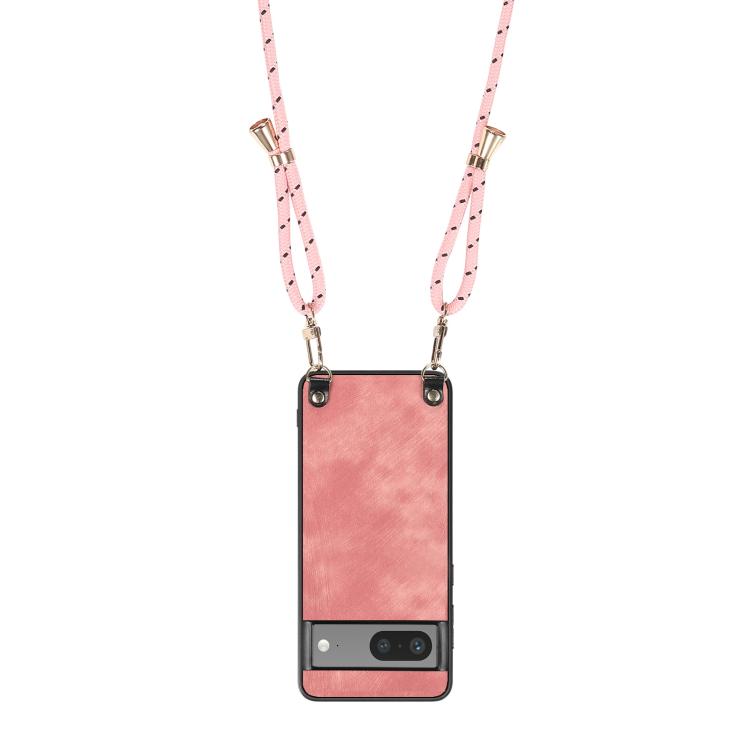 For Google Pixel 6 Pro Vintage Leather PC Back Cover Phone Case with Crossbody Strap