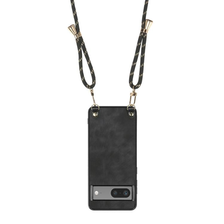 FOr Google Pixel 7 Pro Vintage Leather PC Back Cover Phone Case with Crossbody Strap