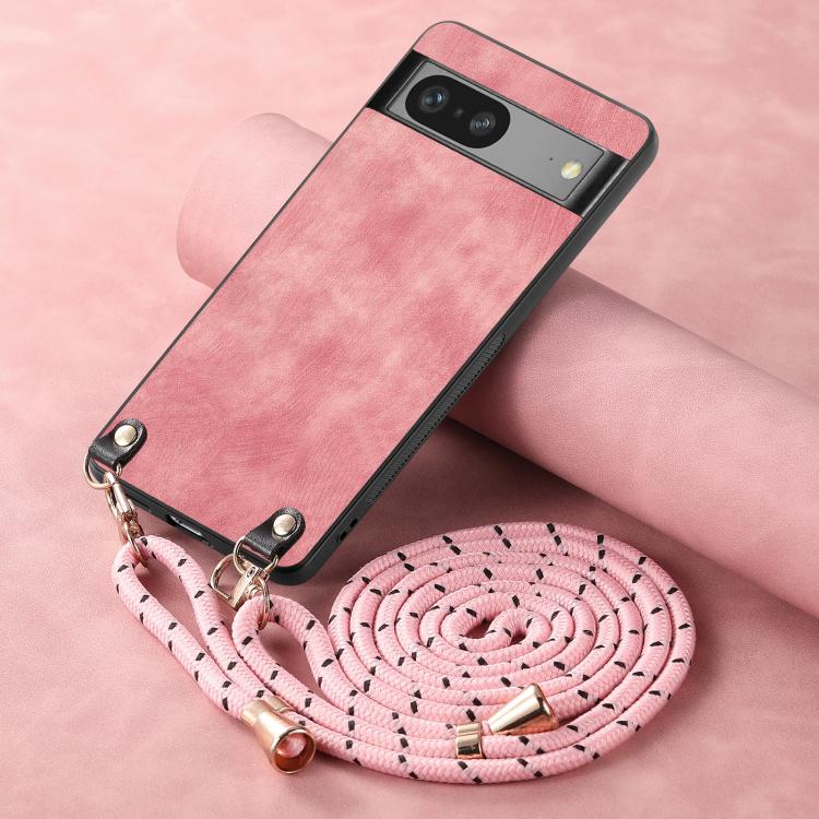 For Google Pixel 8 Vintage Leather PC Back Cover Phone Case with Crossbody Strap