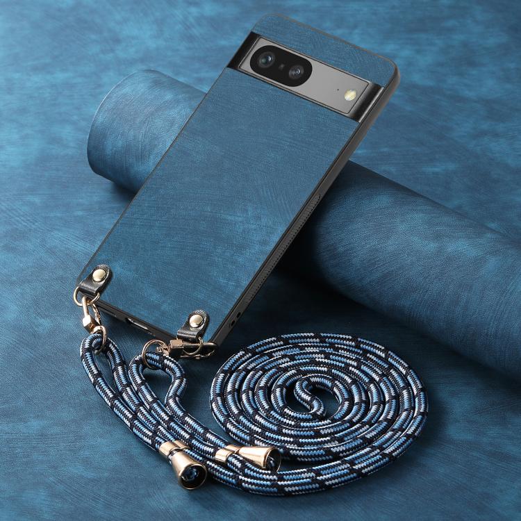 For Google Pixel 8 Vintage Leather PC Back Cover Phone Case with Crossbody Strap