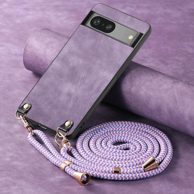 For Google Pixel 8 Pro Vintage Leather PC Back Cover Phone Case with Crossbody Strap