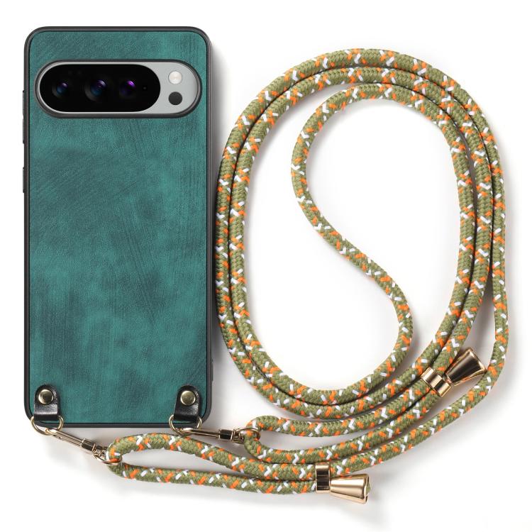 For Google Pixel 10 / 10 Pro Vintage Leather PC Back Cover Phone Case with Crossbody Strap