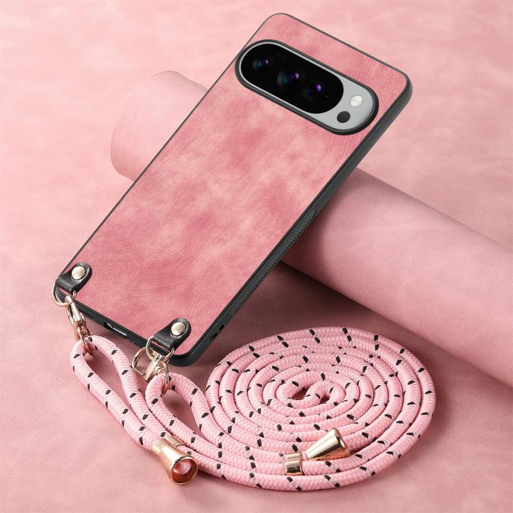 For Google Pixel 10 / 10 Pro Vintage Leather PC Back Cover Phone Case with Crossbody Strap