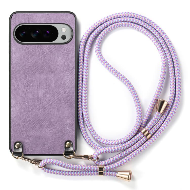 For Google Pixel 10 / 10 Pro Vintage Leather PC Back Cover Phone Case with Crossbody Strap