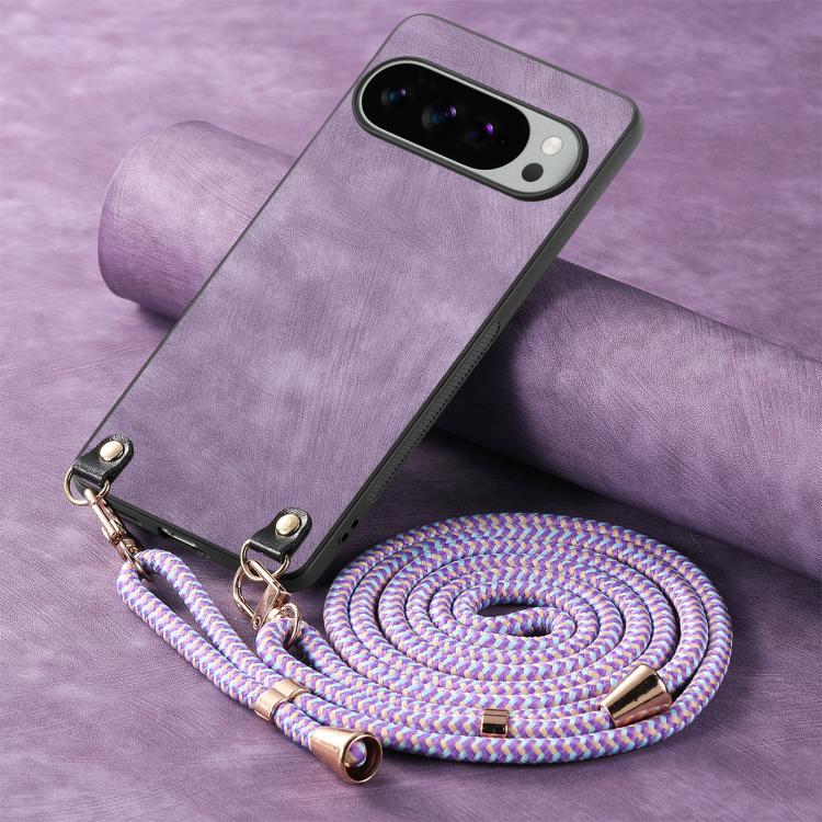 For Google Pixel 10 / 10 Pro Vintage Leather PC Back Cover Phone Case with Crossbody Strap