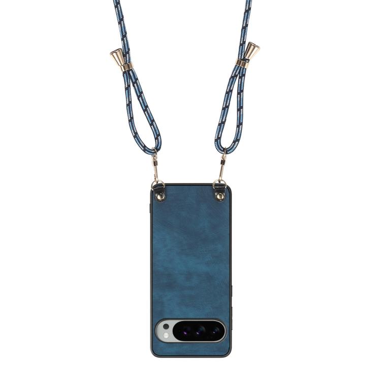 For Google Pixel 10 / 10 Pro Vintage Leather PC Back Cover Phone Case with Crossbody Strap