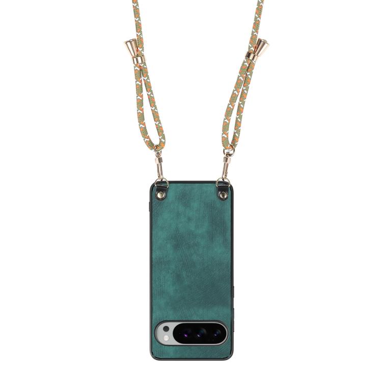 For Google Pixel 10 Pro XL Vintage Leather PC Back Cover Phone Case with Crossbody Strap
