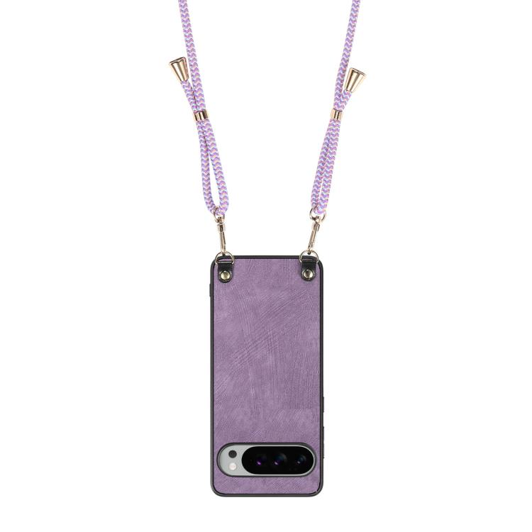 For Google Pixel 10 Pro XL Vintage Leather PC Back Cover Phone Case with Crossbody Strap