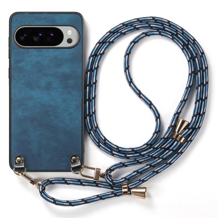 For Google Pixel 10 Pro XL Vintage Leather PC Back Cover Phone Case with Crossbody Strap