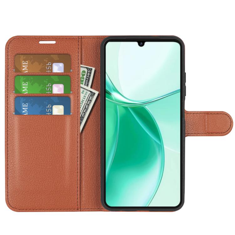 For ZTE Blade A35 Litchi Texture Horizontal Flip Leather Phone Case with Holder