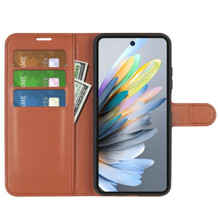 For ZTE Blade A75 Litchi Texture Horizontal Flip Leather Phone Case with Holder
