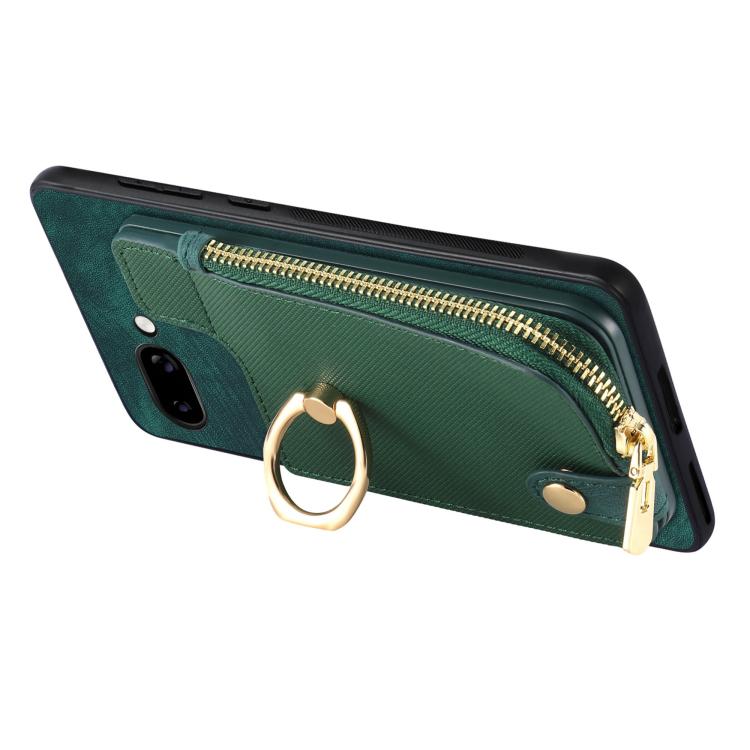 For Google Pixel 9a Cross Leather Ring Vertical Zipper Wallet Back Phone Case
