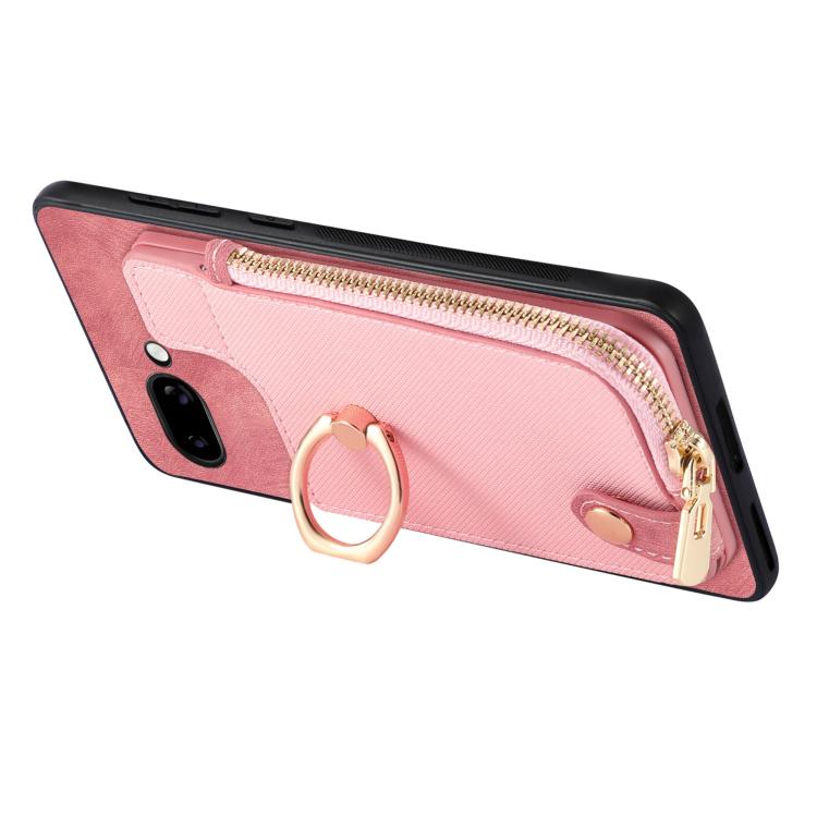 For Google Pixel 9a Cross Leather Ring Vertical Zipper Wallet Back Phone Case