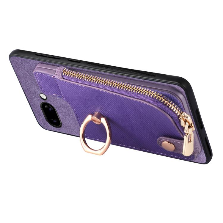 For Google Pixel 9a Cross Leather Ring Vertical Zipper Wallet Back Phone Case