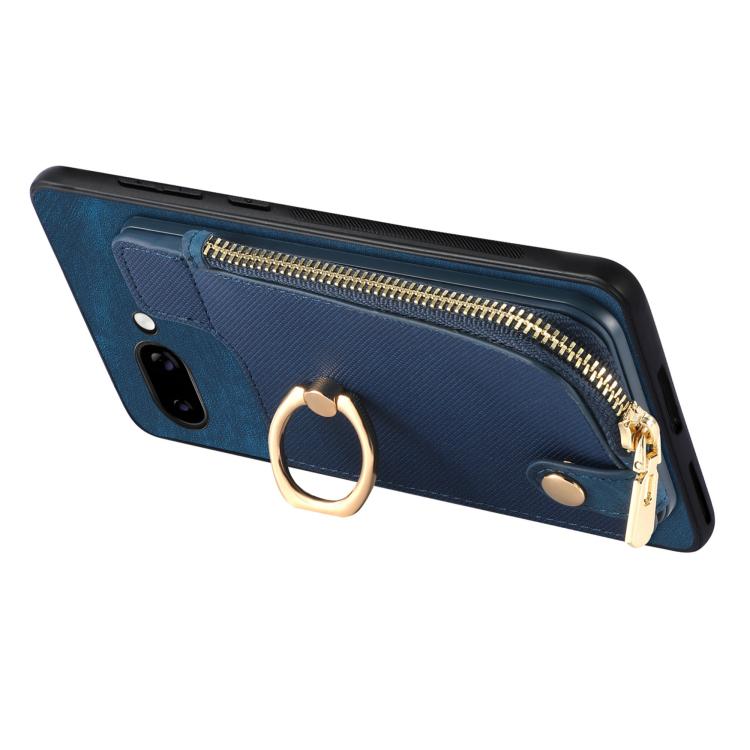 For Google Pixel 9a Cross Leather Ring Vertical Zipper Wallet Back Phone Case