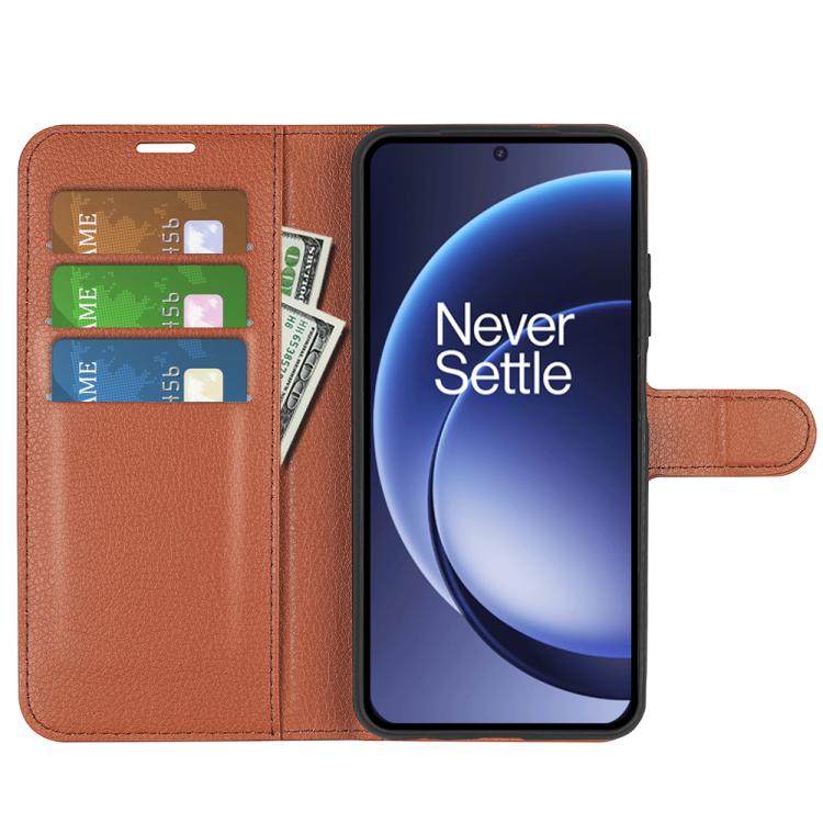 For OnePlus 15 Litchi Texture Horizontal Flip Leather Phone Case with Holder