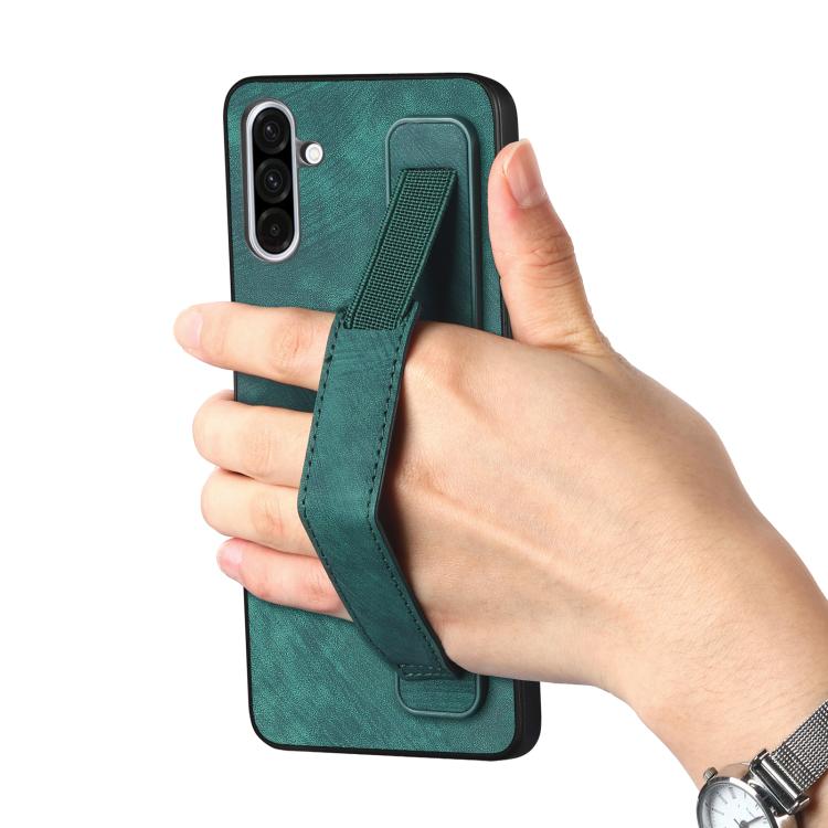 For Samsung Galaxy A36 Retro Wristband Holder Leather Back Phone Case