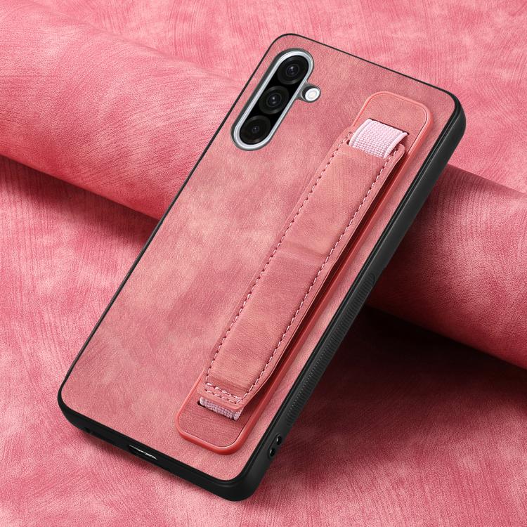 For Samsung Galaxy A36 Retro Wristband Holder Leather Back Phone Case