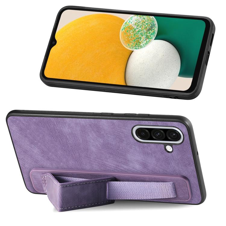 For Samsung Galaxy A36 Retro Wristband Holder Leather Back Phone Case