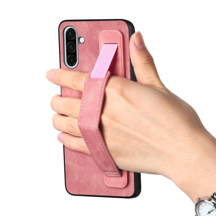 For Samsung Galaxy A56 5G Retro Wristband Holder Leather Back Phone Case