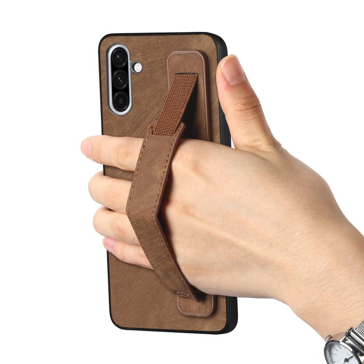 For Samsung Galaxy A56 5G Retro Wristband Holder Leather Back Phone Case