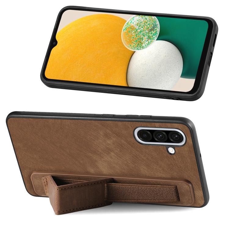For Samsung Galaxy A56 5G Retro Wristband Holder Leather Back Phone Case