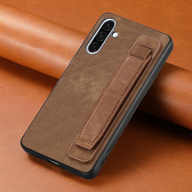 For Samsung Galaxy A56 5G Retro Wristband Holder Leather Back Phone Case