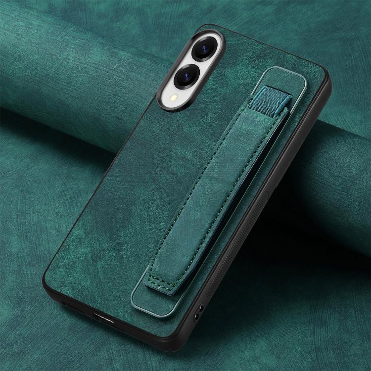 For Samsung Galaxy S25 Edge 5G Retro Wristband Holder Leather Back Phone Case