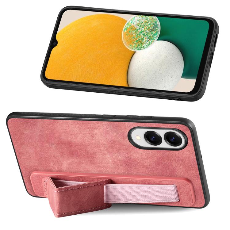 For Samsung Galaxy S25 Edge 5G Retro Wristband Holder Leather Back Phone Case