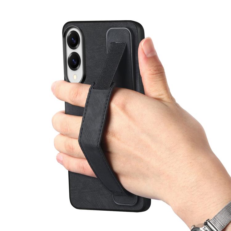 For Samsung Galaxy S25 Edge 5G Retro Wristband Holder Leather Back Phone Case