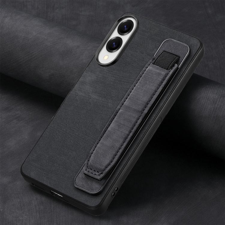 For Samsung Galaxy S25 Edge 5G Retro Wristband Holder Leather Back Phone Case