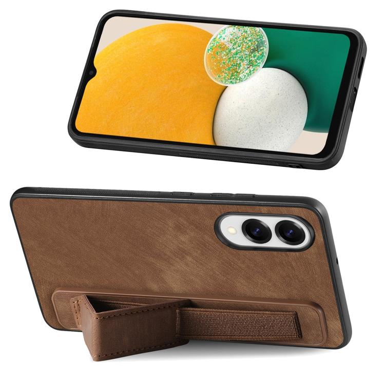 For Samsung Galaxy S25 Edge 5G Retro Wristband Holder Leather Back Phone Case