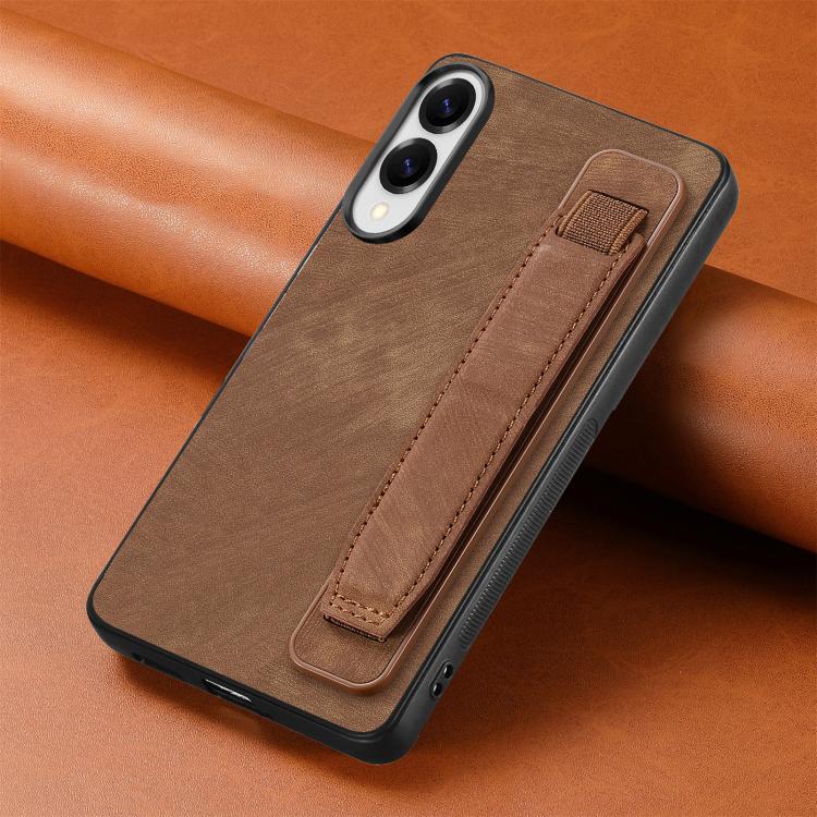For Samsung Galaxy S25 Edge 5G Retro Wristband Holder Leather Back Phone Case
