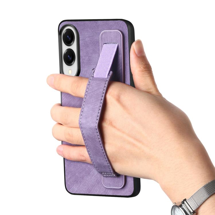 For Samsung Galaxy S25 Edge 5G Retro Wristband Holder Leather Back Phone Case