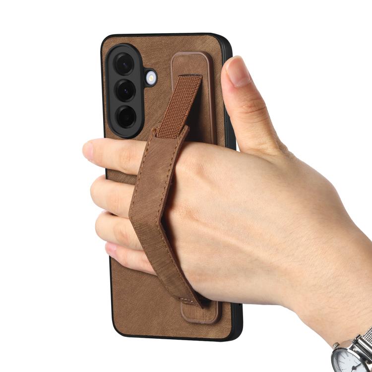 For Samsung Galaxy A57 5G Retro Wristband Holder Leather Back Phone Case