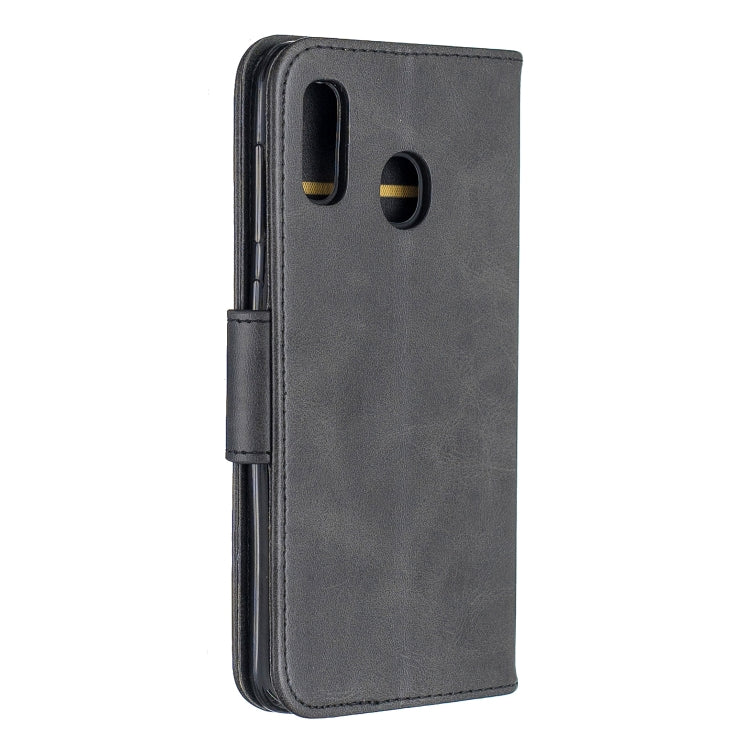 Retro Lambskin Texture Pure Color Horizontal Flip PU Leather Case for Galaxy A20&A30, with Holder & Card Slots & Wallet & Lanyard