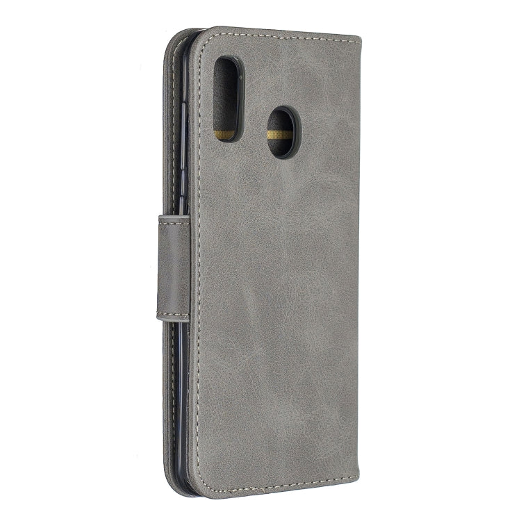 Retro Lambskin Texture Pure Color Horizontal Flip PU Leather Case for Galaxy A20&A30, with Holder & Card Slots & Wallet & Lanyard