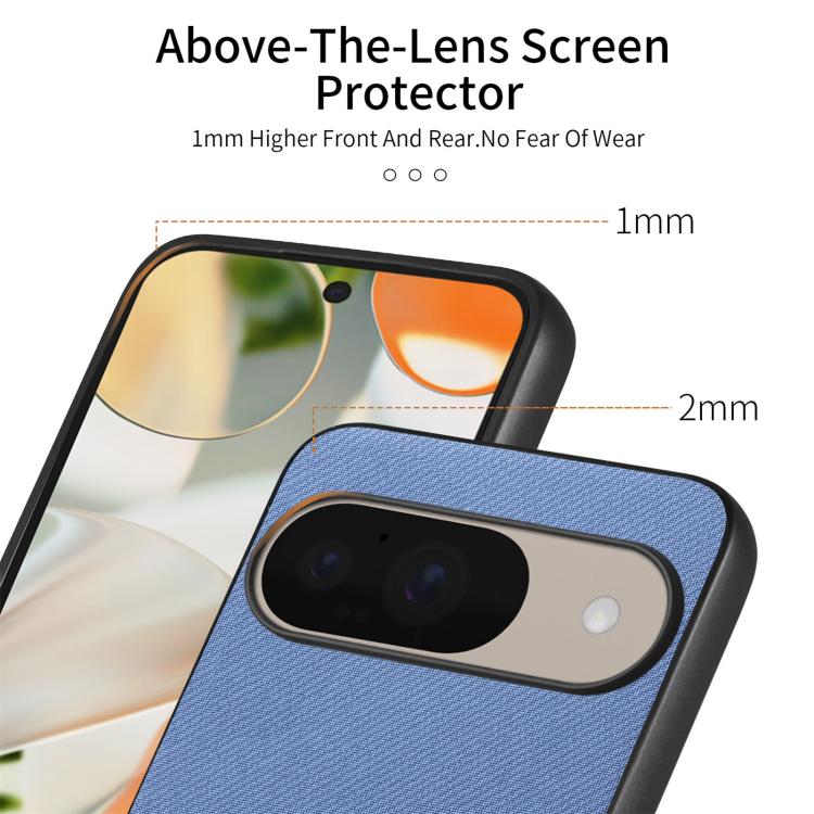 For Google Pixel 9 / 9 Pro Twill Fabric Leather Skin Back Phone Case