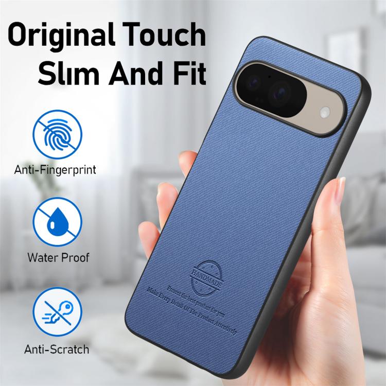 For Google Pixel 9 / 9 Pro Twill Fabric Leather Skin Back Phone Case