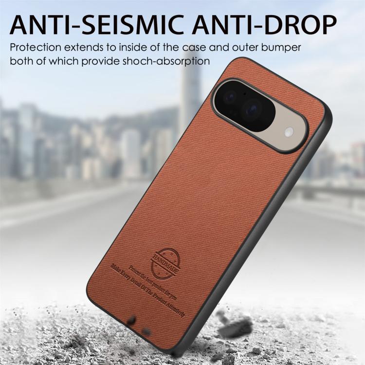 For Google Pixel 9 / 9 Pro Twill Fabric Leather Skin Back Phone Case