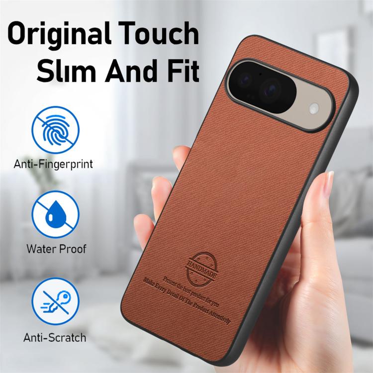 For Google Pixel 9 / 9 Pro Twill Fabric Leather Skin Back Phone Case