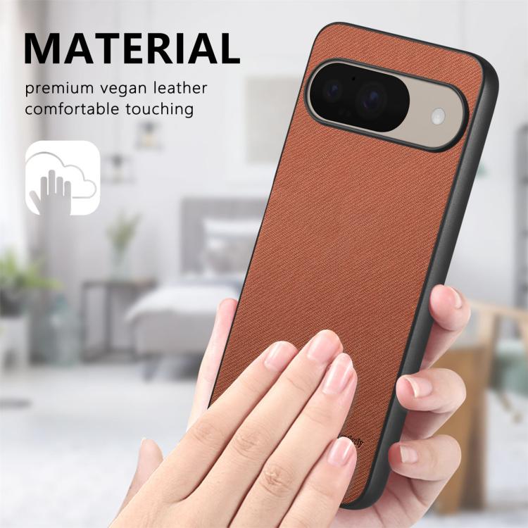 For Google Pixel 9 / 9 Pro Twill Fabric Leather Skin Back Phone Case