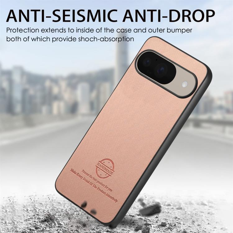 For Google Pixel 9 / 9 Pro Twill Fabric Leather Skin Back Phone Case