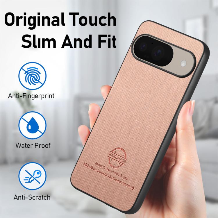 For Google Pixel 9 / 9 Pro Twill Fabric Leather Skin Back Phone Case