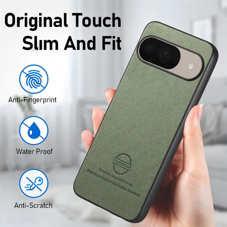 For Google Pixel 9 / 9 Pro Twill Fabric Leather Skin Back Phone Case