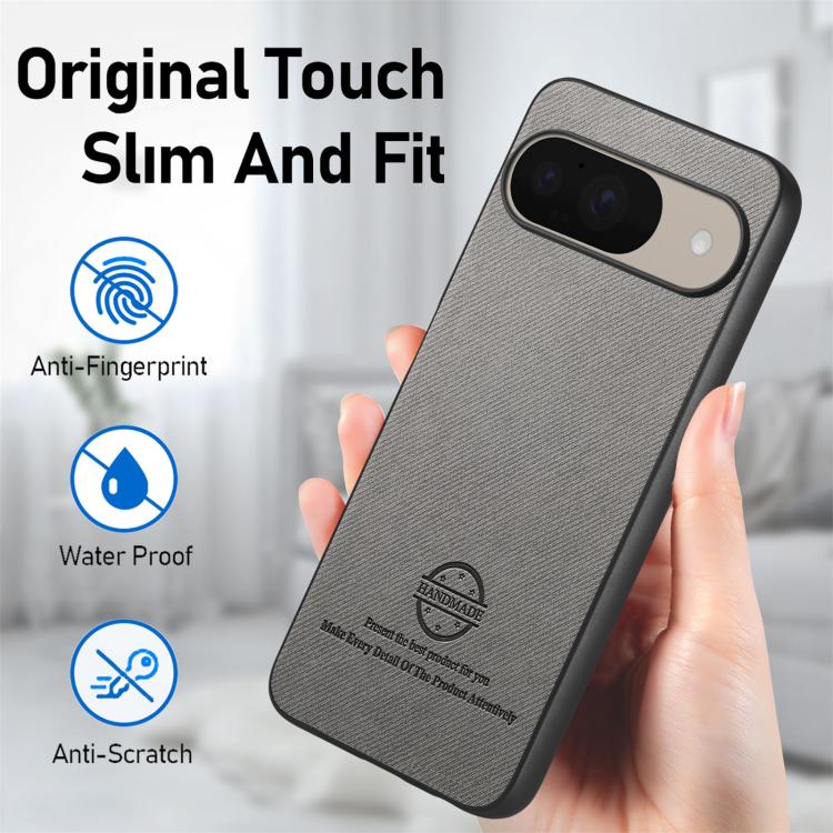 For Google Pixel 9 / 9 Pro Twill Fabric Leather Skin Back Phone Case